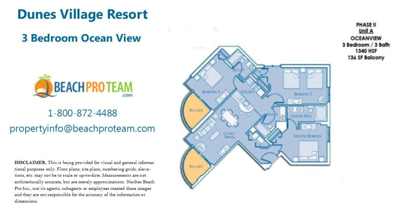 Dunes Village II Floor Plan A - 3 Bedroom Ocean View